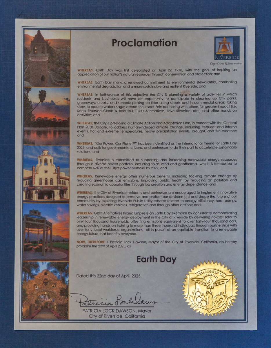 Happy Earth Month! We've proudly installed 4,000 homes with no-cost solar and trained 3,000 community members in the IE 🌎👷🏾‍♀️

Thank you, <a href="/riversidecagov/">City of Riverside,CA</a> and <a href="/MayorLockDawson/">Mayor Patricia Lock Dawson</a> for allowing us to bring renewable energy to our neighborhoods🌱