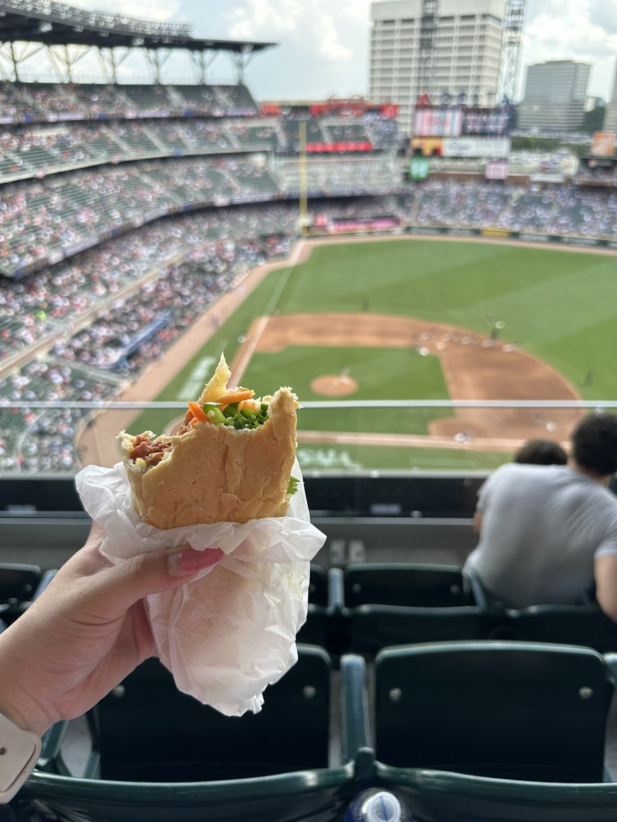 wearethosemfs's tweet photo. snuck viet food into the ballpark i hope they don’t banh mi https://t.co/q2DlzeufES