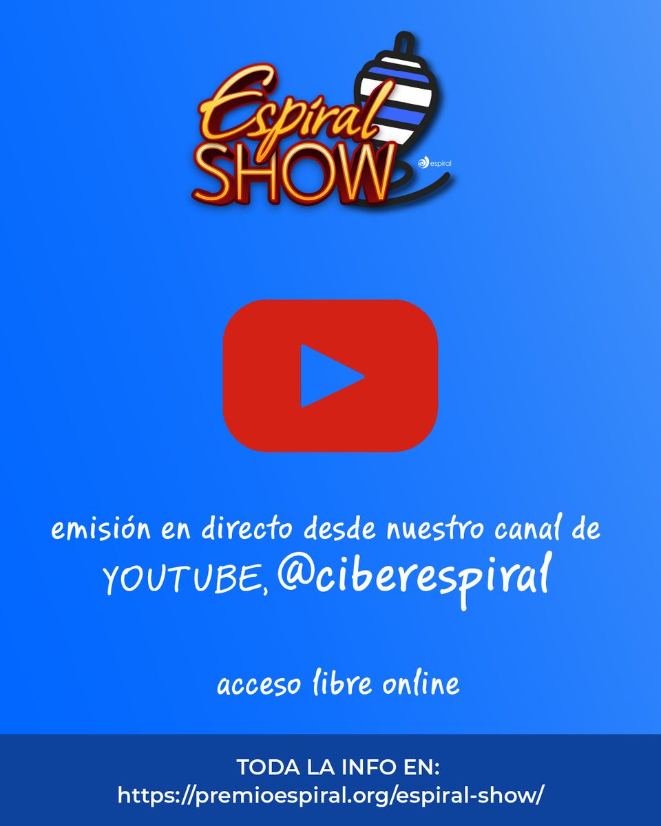 Premio Espiral (@premioespiral) on Twitter photo <a href="/MireiaPortero5/">Mireia Portero</a> <a href="/javier_masero/">Francisco Javier Masero Suárez</a> <a href="/NatyOrenes/">Natalia Orenes</a> <a href="/DiegoFrancesch/">Diego Francesch</a> <a href="/Magisnet/">Periódico Magisterio</a> <a href="/majose1b/">(っ◔◡◔)っ María José Amador</a> <a href="/anmosal/">Ana Moreno Salvo</a> <a href="/maestroconganas/">Maestro con ganas</a> <a href="/javieducacio/">Javier Barba</a> <a href="/Yoquierapromat/">Yo Quiero Aprobar Mates</a> <a href="/merariafonso/">Mérari Afonso Socas</a> 📺 ¡Solo tienes que conectarte a nuestro canal de YouTube!
🎥 Emisión en abierto. ¡Te esperamos! <a href="/MireiaPortero5/">Mireia Portero</a> <a href="/javier_masero/">Francisco Javier Masero Suárez</a> <a href="/NatyOrenes/">Natalia Orenes</a> <a href="/DiegoFrancesch/">Diego Francesch</a> <a href="/Magisnet/">Periódico Magisterio</a> <a href="/majose1b/">(っ◔◡◔)っ María José Amador</a> <a href="/anmosal/">Ana Moreno Salvo</a> <a href="/maestroconganas/">Maestro con ganas</a> <a href="/javieducacio/">Javier Barba</a> <a href="/Yoquierapromat/">Yo Quiero Aprobar Mates</a> <a href="/merariafonso/">Mérari Afonso Socas</a> 📺 ¡Solo tienes que conectarte a nuestro canal de YouTube!
🎥 Emisión en abierto. ¡Te esperamos!