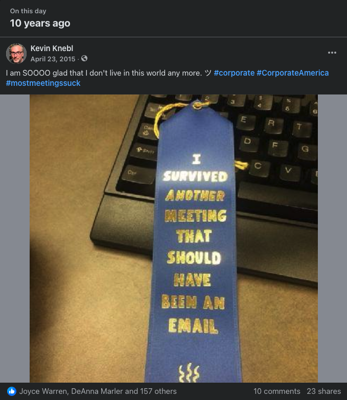 kevinknebl's tweet photo. I posted this ten years ago today on Facebook. I thought ya might getta kick outta it. I hope you're having a great week! ツ #deepbreaths #lightenup #dontforgettolaugh https://t.co/FoewJyC2gw