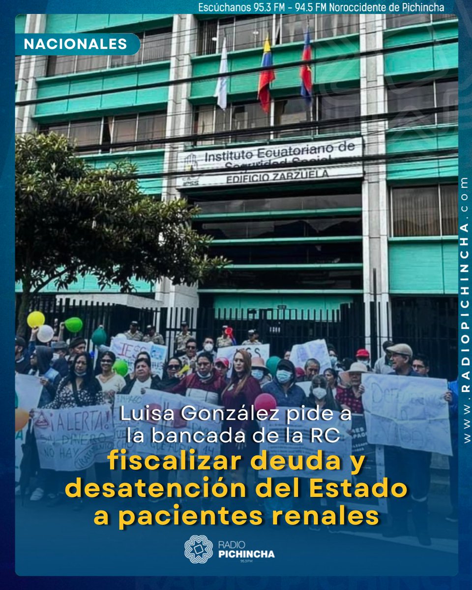 📰#Nacionales | “Una diálisis no realizada es la alta probabilidad de que un ser querido pierda la vida”, escribió Luisa González.
Los detalles⤵️
radiopichincha.com/luisa-gonzalez…