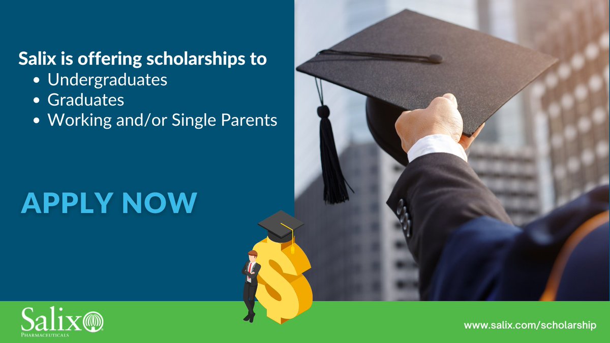 We see your potential! Salix is excited to once again offer ten scholarships to outstanding students living with the challenges of a #GI disease or disorder to aid in pursuing their higher education goals. Don't miss the application period. lnkd.in/e3a-qXYP