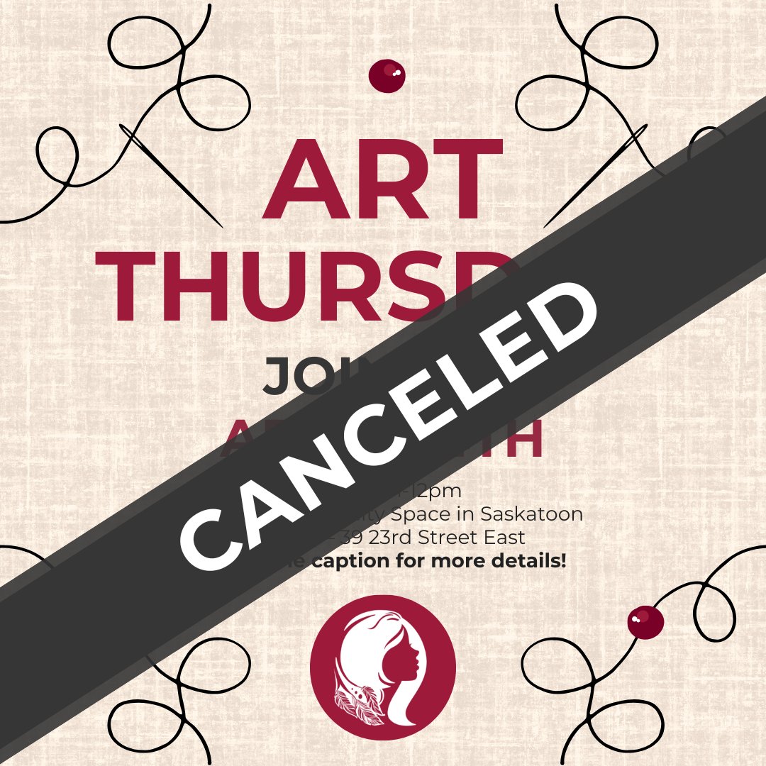 EfrySask's tweet image. 🚨 Art Thursday Canceled – April 24 🚨
Apologies for the late notice—Art Thursday is canceled this week. Thank you for understanding!
We'll be back next week to continue our beading sessions for Red Dress Day. 💙
#EFSK #ArtThursday #RedDressDay #MMIWG2S