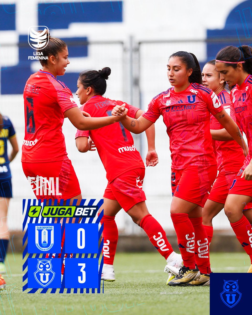 ¡GOLEADA DE LAS LEONAS! 👏🏼
Con doblete de Franchesca Caniguán y gol de Valentina Navarrete, vencimos a Universidad de Concepción en el Estadio El Morro 🤘🏼

#UdeConcepción 0️⃣-3️⃣ #UdeChile
#VamosLaU 🔵🔴