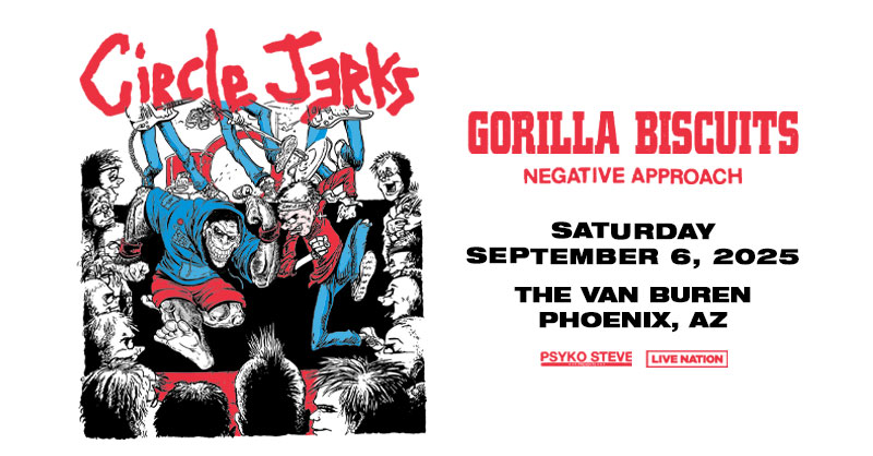 thevanburenphx's tweet image. PRESALE IS OPEN! 🔐 Unlock early access to tickets for @CircleJerksBand on Saturday, September 6 with #GorillaBiscuits &amp;amp; #NegativeApproach using code DANCE! 🔥 

🎟️ Get yours here: livemu.sc/3YGrVJm
