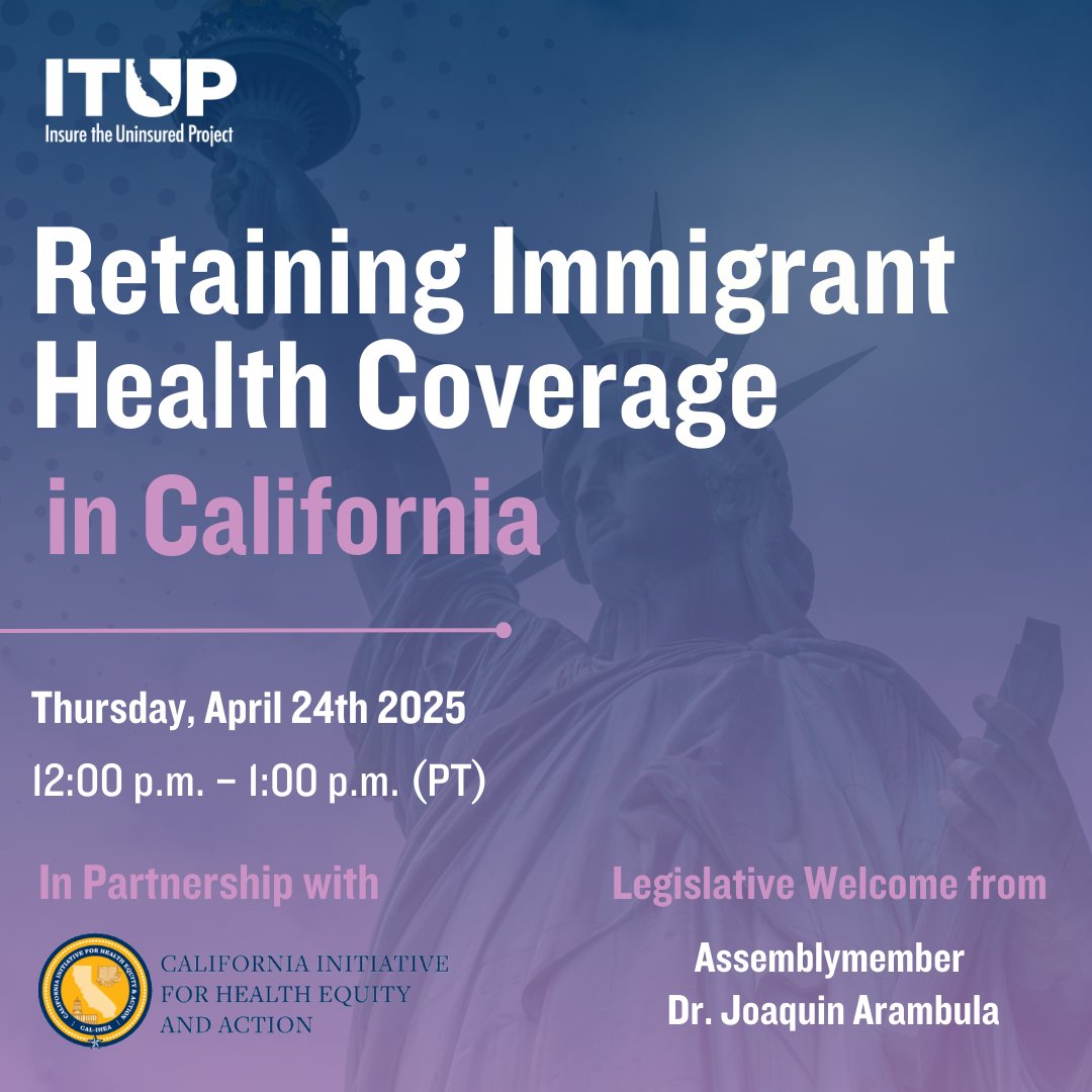 No one should be left behind when it comes to health care access.

Join ITUP and Cal-IHEA for a powerful virtual conversation with policymakers, health experts, and advocates working to defend immigrant health coverage in CA.

🔗 Sign up: pulse.ly/lxchliuurf