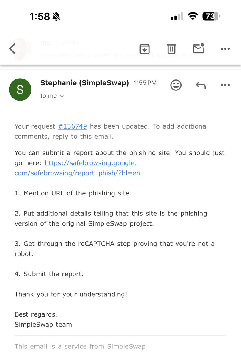 G0ODMONEY's tweet photo. GOT BOPPED BY A SIMPLESWAP FAKE WEBSITE SCAM. THEY TOOK ALL MY TRANSFER FUNDS! SENT TO A BOP WALLET!
DAMN SCAMMERS! THEY GOTTA EAT TOO! SOPHISTICATED CRIMINALS!
CHECK THOSE URLS CLOSELY PEOPLE!
THIS ONE HAD THE ENTIRE SIMPLESWAP @SimpleSwap_io WEBSITE COPIED, EVEN GAVE AN EXCHANGE ID! SENT THE FUNDS TO THE WALLET ADDRESS SPECIFIED (LIKE I DO REGULARLY FOR THE PROCESS)…. FUNDS NEVER CAME..
SIMPLESWAP SUPPORT (GREAT FUCKING PEOPLE) HELP ME TO POINT OUT WHAT HAPPENED. THANK YOU @SimpleSwap_io
SHIT! #SCAMMERSGOTTAEATTOO🤑
WELP! OFF TO MAKE THAT MONEY BACK AND THENSOME RIGHT QUICK!
THEY DONT CALL ME G00DM0NEY FOR NOTHING 🫵🫡💎
💎G00DM0NEY💎