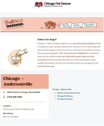 Save the lives of homeless pets, by participating in Buffalo Exchange's Tokens for Bags Fundraiser!  See details in the flyer below &amp; visit:  buffaloexchange.com .
#buffaloexchange, #tokensforbags, #savealife, #supportcpr, #cpr
