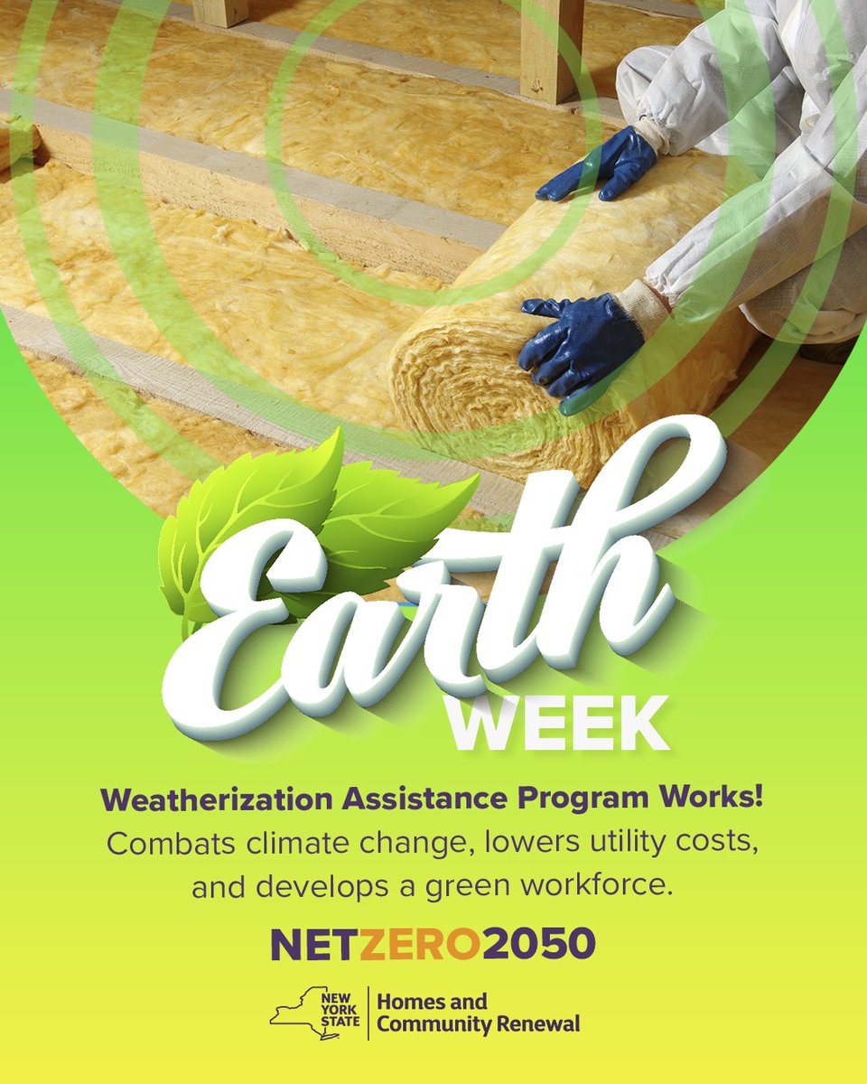 NYSHCR's tweet image. #WeatherizationAssistanceProgram combats #climatechange, lowers utility costs, and develops a green workforce. Local providers train workers to make energy efficiency upgrades that reduce heating costs and decrease a home&apos;s carbon footprint.

hcr.ny.gov/weatherization #EarthWeek