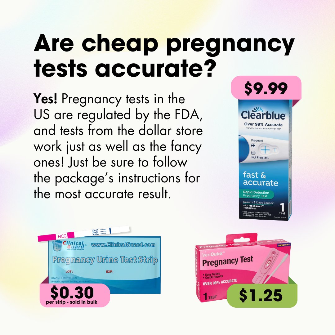 $10 pregnancy tests may have extra bells &amp; whistles than a $1 test, but they're just as accurate! 

Clinics &amp; abortion funds often use/handout tests that just have the strip (not the larger plastic piece), so you can feel confident picking whichever you prefer.