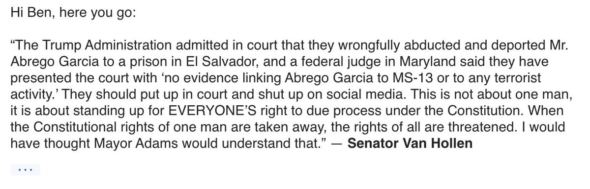 Sen. Chris Van Hollen responds to NYC Mayor Eric Adams’ “tequila drink” remarks —&gt; gothamist.com/news/mayor-ada…