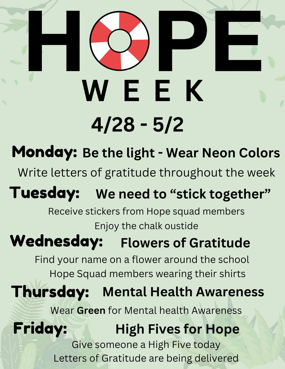 TAHS Hope Week - Planting Seeds of Hope.  Everyone is welcome to join the group as we work together to take care of each other!
