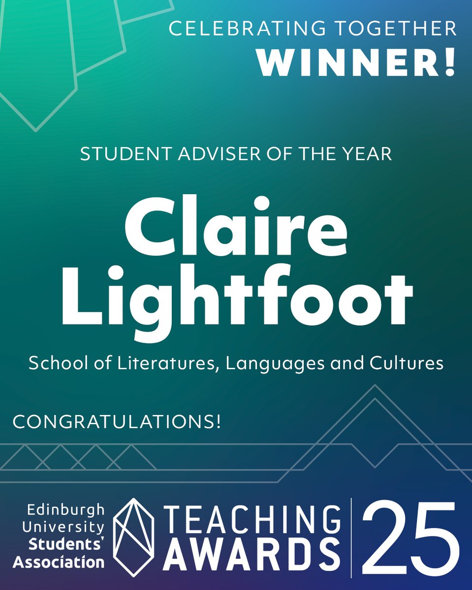Edinburgh University Students' Association (@edunistudents) on Twitter photo This year's Student Adviser of the Year goes to... Claire Lightfoot from <a href="/LLCatEdinburgh/">LLCatEdinburgh</a> – well done! This year's Student Adviser of the Year goes to... Claire Lightfoot from <a href="/LLCatEdinburgh/">LLCatEdinburgh</a> – well done!