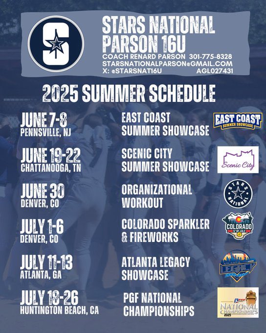 ⭐️ Ready for a great summer! ⭐️

<a href="/starsnationalfp/">Stars Organization</a> <a href="/StarsNat16U/">Stars National 16U</a> <a href="/StarsParson/">MD Stars National/Fastpitch-Parson</a> <a href="/SoftballDown/">Down South Softball</a> <a href="/Sports_Recruits/">SportsRecruits</a> <a href="/MAMustangSball/">Madison Academy Mustangs Softball</a> <a href="/NCSACoachDaily/">Jess Daily</a> <a href="/LegacyLegendsS1/">Legacy & Legends Softball</a> <a href="/DfwSho/">DFW Sho'Case</a> <a href="/CoastRecruits/">Coast 2 Coast Recruits</a> <a href="/NCSA_Softball/">NCSA Softball</a> <a href="/ExtraInningSB/">EXTRA INNING SOFTBALL</a> <a href="/MarcWeekly/">Marc Weekly</a>