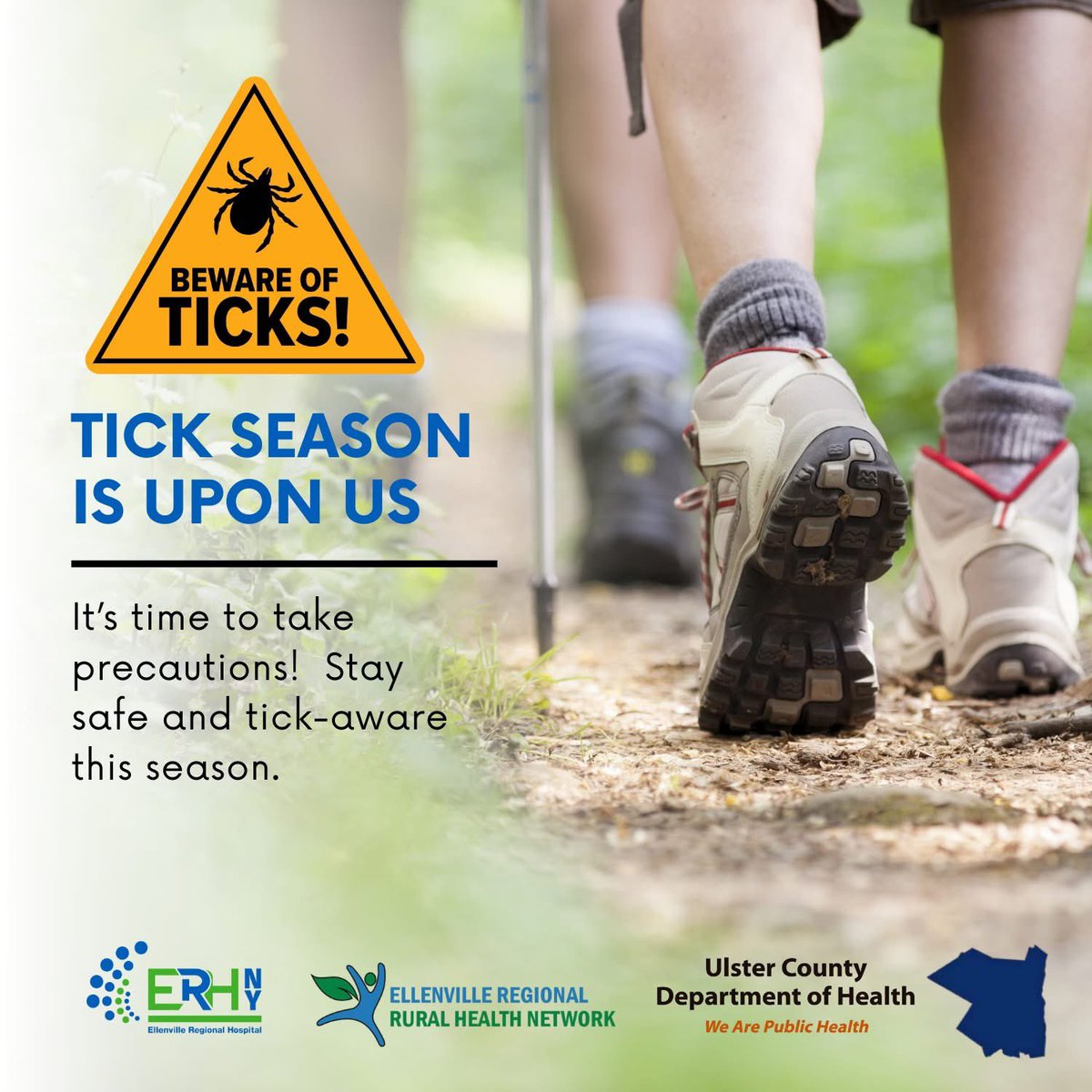 UCDeptHealth's tweet photo. As the weather warms up and we head outdoors, remember that ticks are out too! Stay safe with these simple tips to keep ticks at bay. Let’s enjoy the season tick-free and worry-free! 
#TickAwareness #ERH #UlsterCountyHealth #SpringSafety #OutdoorTips https://t.co/5v1Pd6hWDW
