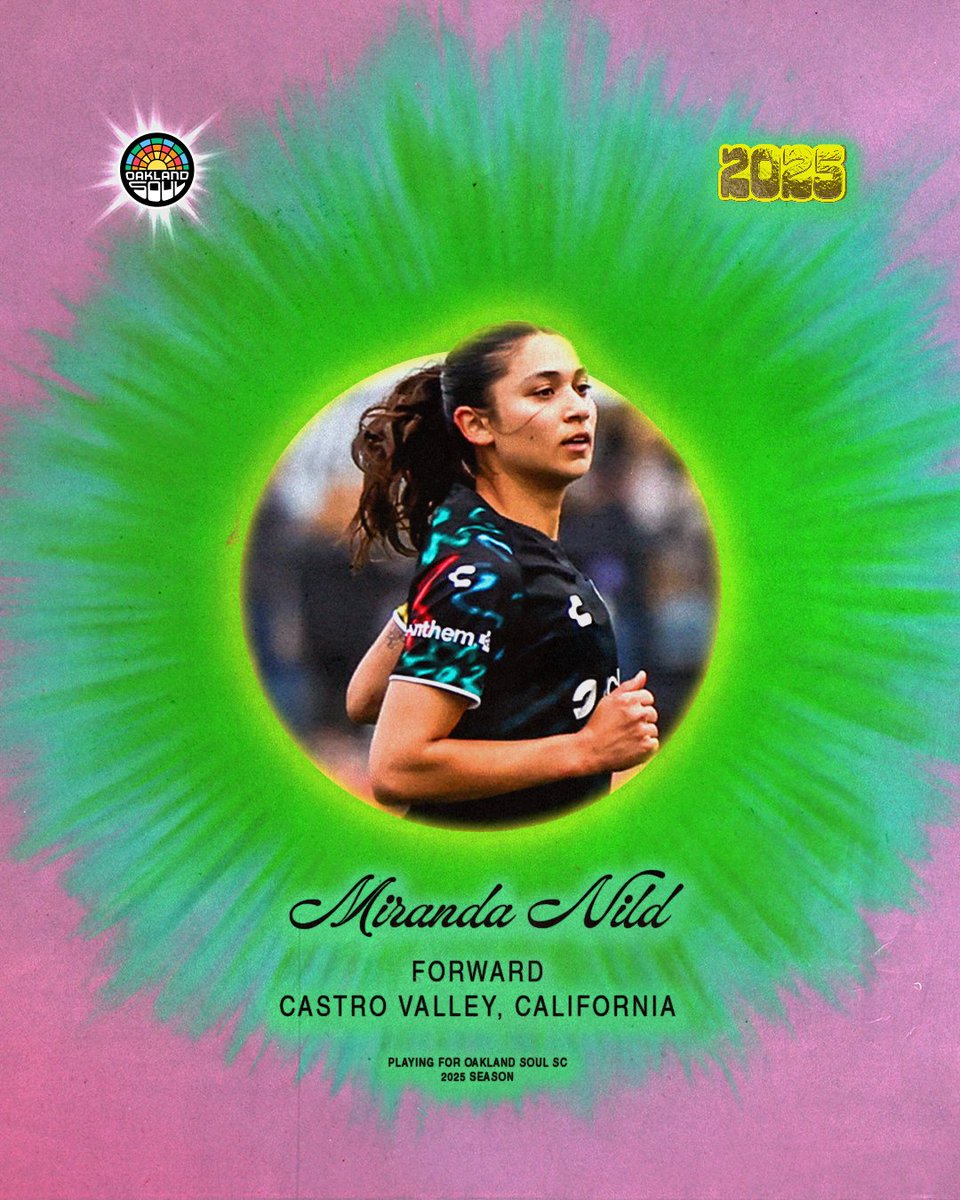 Oakland Soul (@oaklandsoulsc) on Twitter photo Look who's baaaaack! 🤩
<a href="/mirandanild_/">Miranda Nild</a> is returning for the 2025 <a href="/USLWLeague/">USL W League</a> season. Join us in welcoming back your 2023 Player of the Year and 2024 Soul Spirit Award Winner.
Get Your Memberships: bit.ly/25soulmembersh…
#SoulofTheTown Look who's baaaaack! 🤩
<a href="/mirandanild_/">Miranda Nild</a> is returning for the 2025 <a href="/USLWLeague/">USL W League</a> season. Join us in welcoming back your 2023 Player of the Year and 2024 Soul Spirit Award Winner.
Get Your Memberships: bit.ly/25soulmembersh…
#SoulofTheTown
