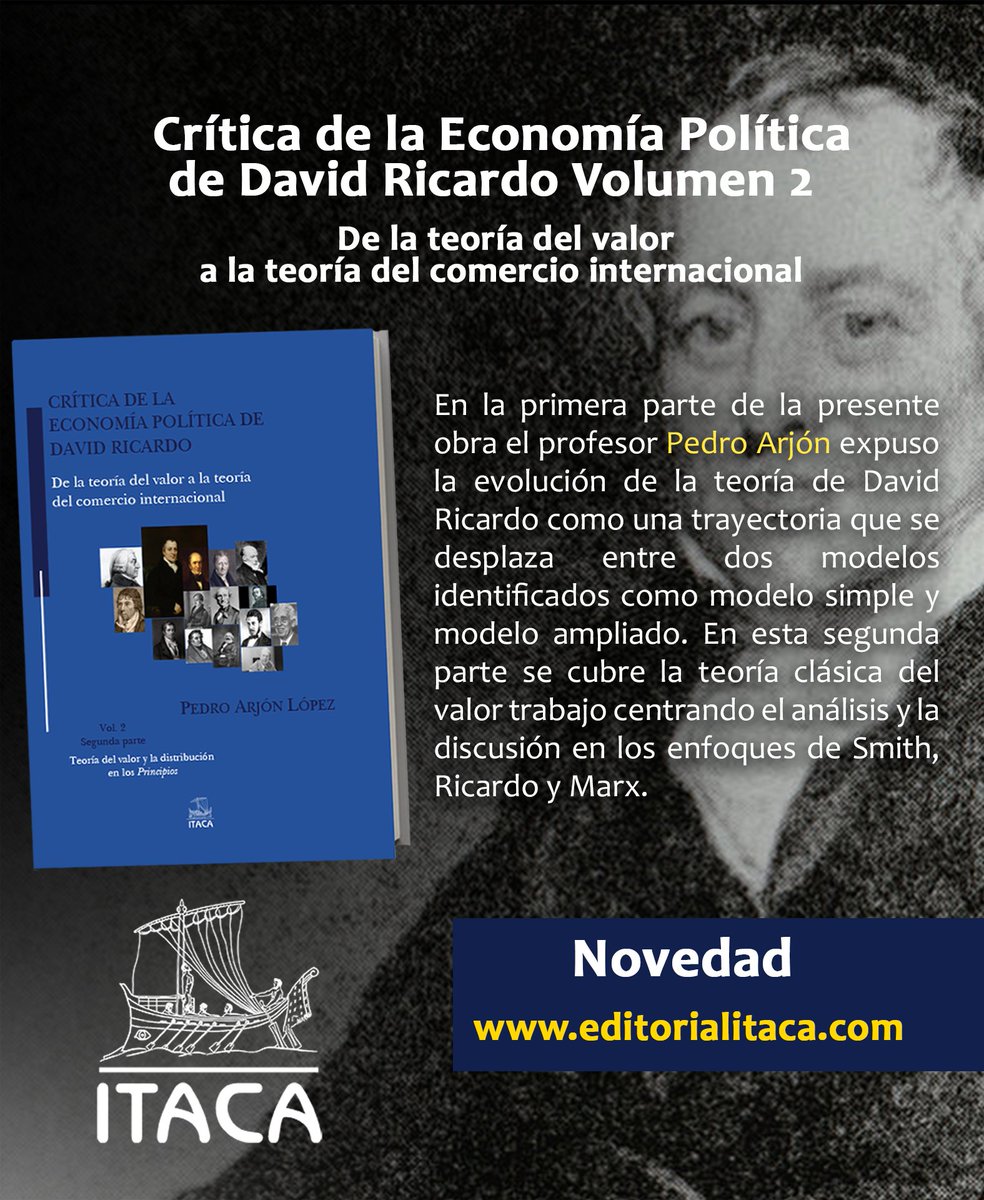 Pedro Arjón nos entrega el segundo volumen de su "Crítica de la economía política de David Ricardo".📷Encuentra esta nueva obra y también el primer libro de la colección en editorialitaca.com
editorialitaca.com/libro/3398/