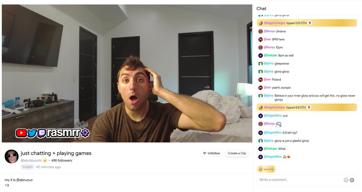 BREAKING: A streamer just got a 0.00055 ETH tip, equivalent to $3.50, marking the largest single tip for a male incel on Abstract Stream.