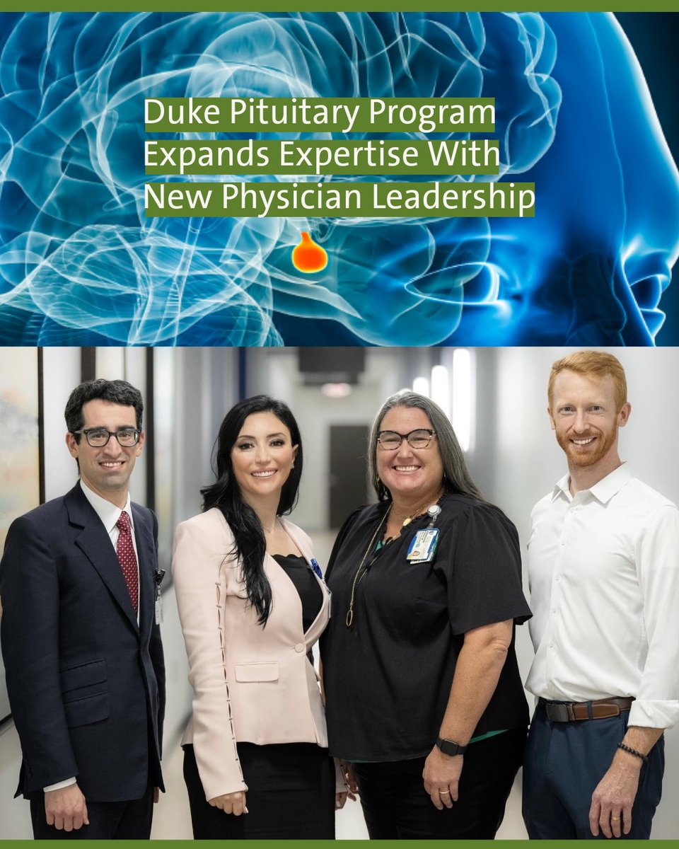 Dukeneurosurg's tweet image. In a new approach to #pituitary disorders, the Duke departments of Neurosurgery,  Head and Neck Surgery, Endocrinology, and Ophthalmology team up to offer the one-stop, multidisciplinary Pituitary Center. @Duke_Oto @dukeeyecenter 
neurosurgery.duke.edu/divisions/pitu…