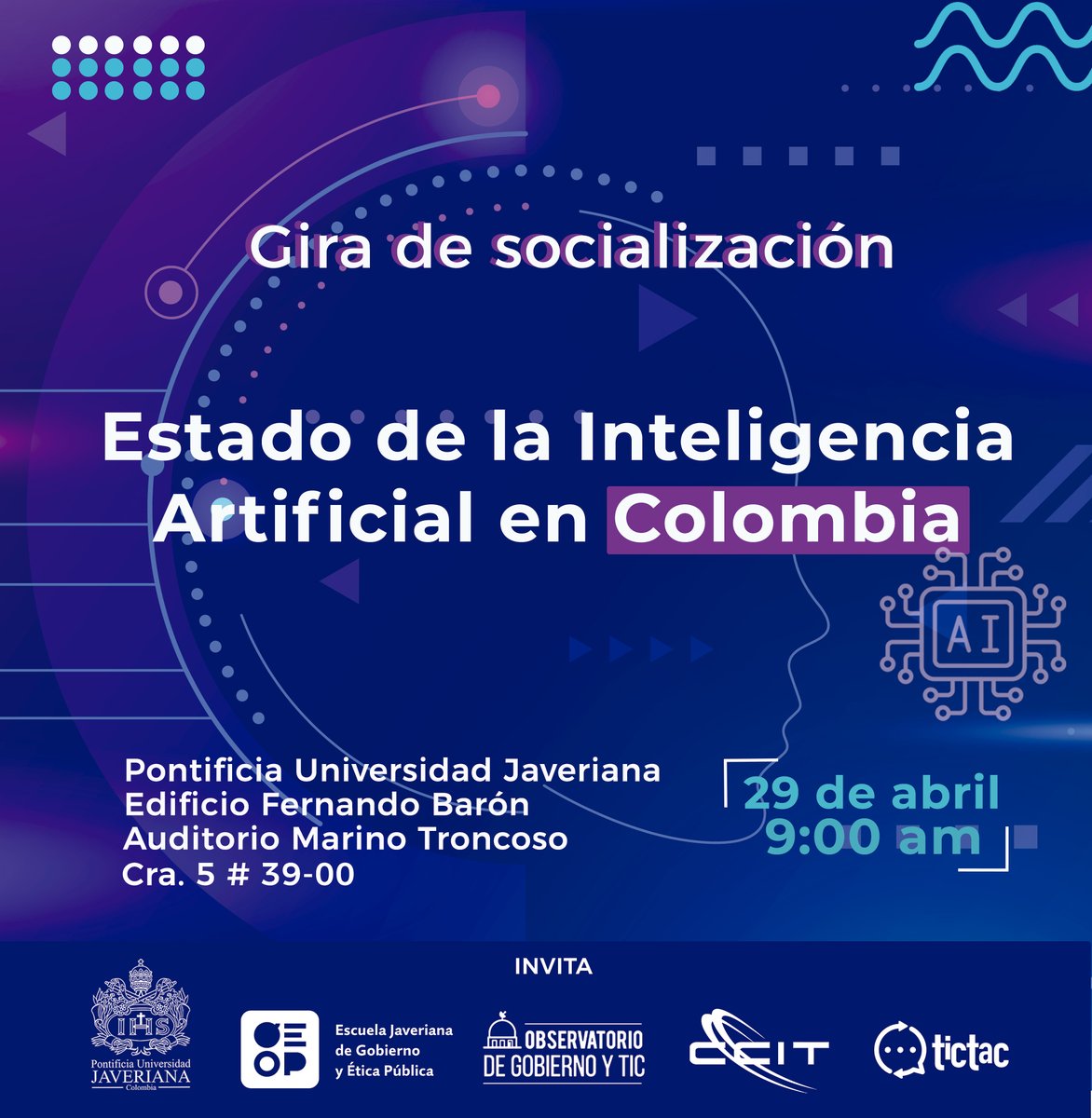 CCIT (@ccit_) on Twitter photo Nuestra #GiraDeSocialización continúa y queremos invitarlos que no se pierdan la oportunidad de abordar un tema crucial en esta época la #InteligenciaArtificial ¿Cómo estamos? el 29 de abril acompáñenos en la <a href="/UniJaveriana/">Pontificia Universidad Javeriana</a>
Registro: bit.ly/CibereIACol Nuestra #GiraDeSocialización continúa y queremos invitarlos que no se pierdan la oportunidad de abordar un tema crucial en esta época la #InteligenciaArtificial ¿Cómo estamos? el 29 de abril acompáñenos en la <a href="/UniJaveriana/">Pontificia Universidad Javeriana</a>
Registro: bit.ly/CibereIACol