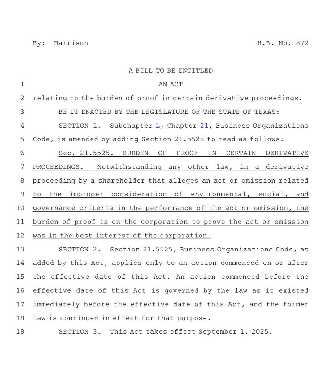 Correct.  Here is my ESG bill that House “leadership” withdrew because I was voting in another committee.

Their dishonest attempt to smear me - a cheap stunt that delays the bill - only helps ESG supporting leftists.

No surprise since the House is controlled by Democrats.