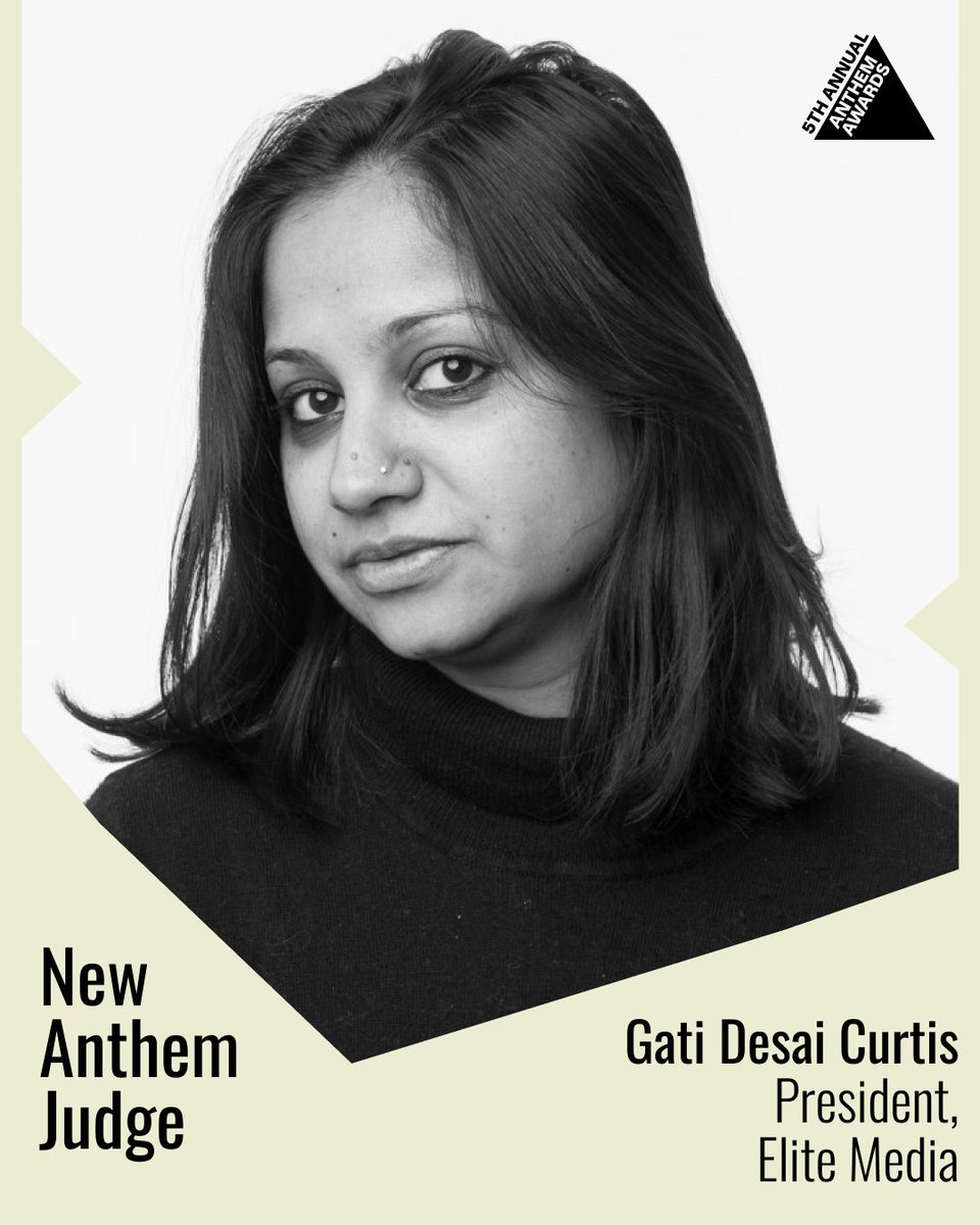 Introducing Anthem Judge, Gati Desai Curtis, president of Elite Media, an independent, black-owned, female led creative agency. 
ㅤ ✨📣
ㅤ
👉 Enter the 5th Annual Anthem Awards by the Early Entry Deadline on Friday, June 6th at wbby.co/44jf4R5