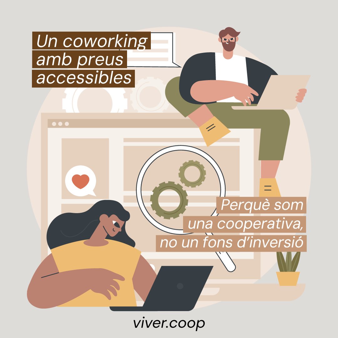 🫰 El nostre és un #coworking per a tothom

💛 Un espai còmode i segur, però amb els preus accessibles

Més info 👉 viver.coop