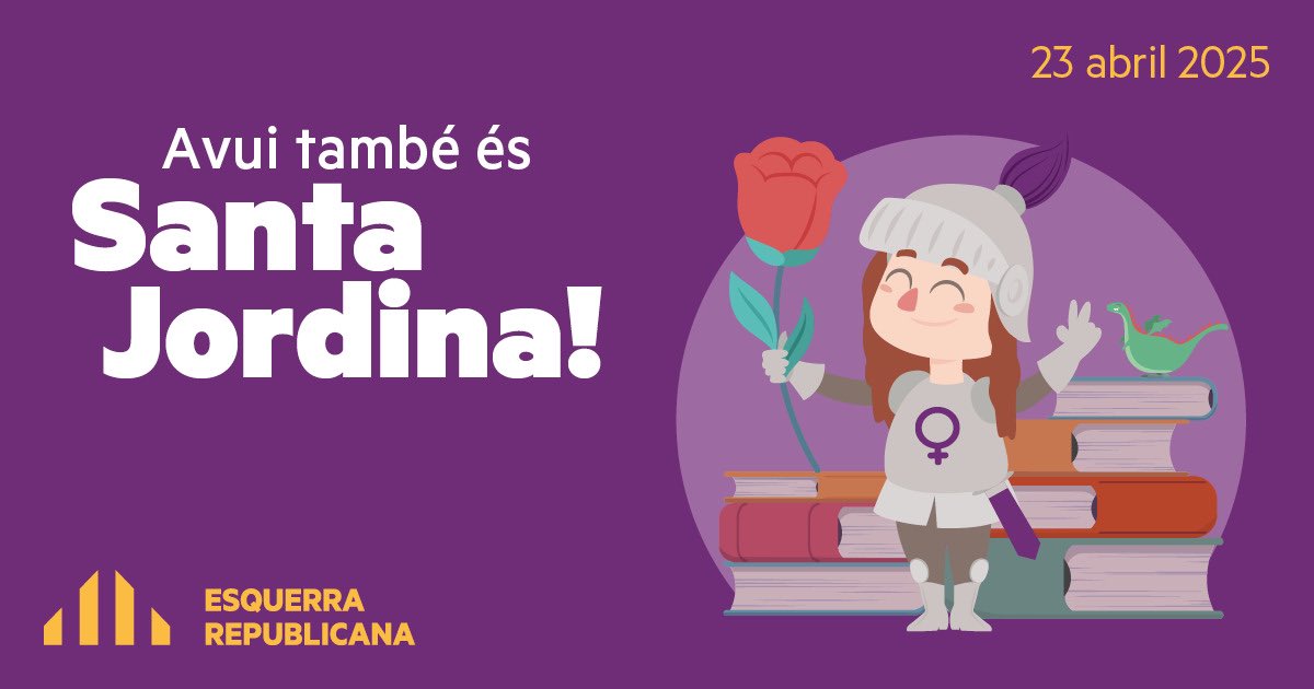 😊 Us desitgem una molt bona Diada de Sant Jordi🐲 i de Santa Jordina💜, plena de llibres📚 i roses🌹

✍️Seguim escrivint, 📚llegint i ❤️estimant en català, avui i cada dia!

#AvuitTambéSantaJordina