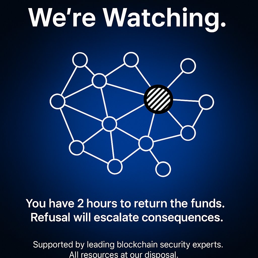 Security Notice – Token Incident Update
We want to be fully transparent with you: our token is currently the target of a hack attempt.  More of the message on discord : discord.com/channels/91769…

For the Hacker: 
We can see that you’re active on-chain. You have 2 hours to return