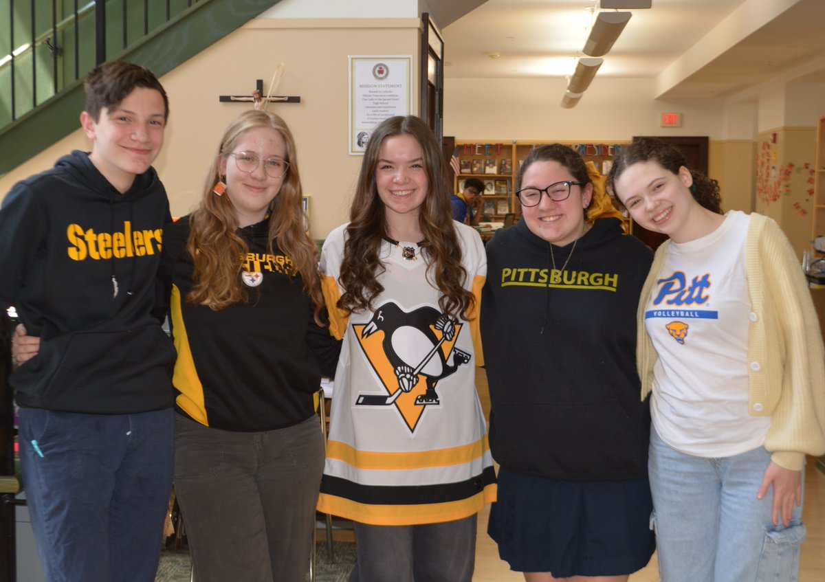 OLSH_HighSchool's tweet photo. Today, OLSH students rocked their Pittsburgh gear for 412 Don’t Let Drugs Get to You Day, part of OLSH’s SADD Week.
Let’s continue to raise awareness and make healthy choices together! 💛🖤
#SADDWeek #DrugFree #412Pride #OLSHChargers #WeAreOLSH #ChargerStrong https://t.co/A4lkERz7sD