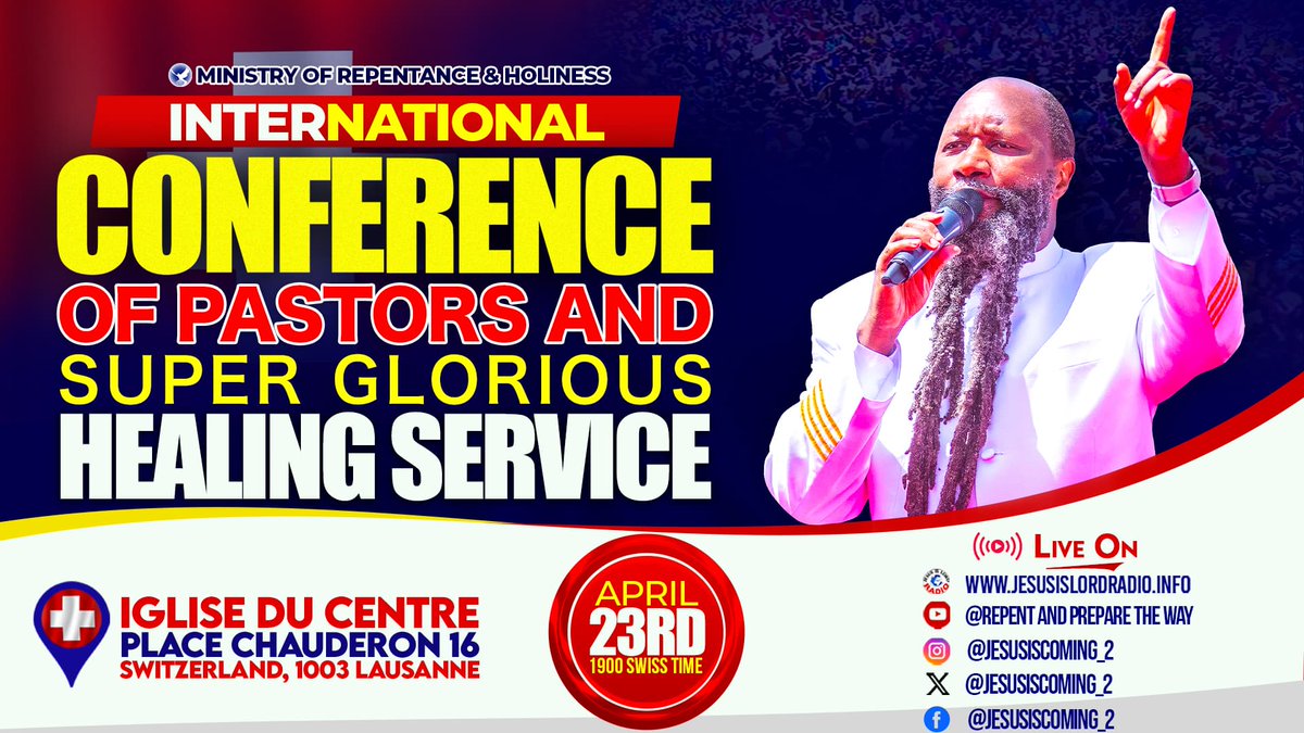 Beloved brothers and sisters, I joyfully welcome you to the ongoing #SwitzerlandRevival for it is a Glorious moment to be alive when the wonders of the Bible are unfolding right before our eyes and the signs of THE MESSIAH's return are undeniable. It's Live Now!!
