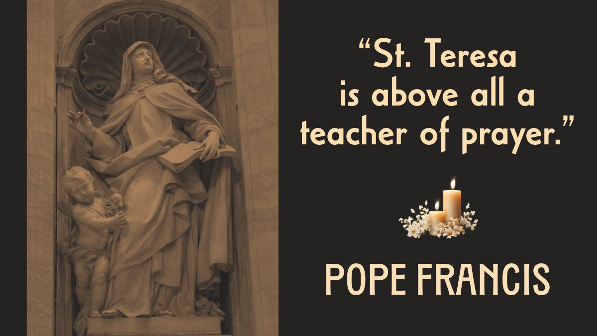 Carmelite Quotes @carmelitequotes (@carmelitequotes) on Twitter photo 🕯 “Saint Teresa is above all a teacher of prayer.” — Pope Francis
Her prayer didn’t stay in a corner—it set the world on fire.
📖 Read today’s QOTD:
🔗 carmelitequotes.blog/2025/04/23/fra…
#PopeFrancis #TeresaOfAvila
<a href="/LeMeTellUSumtin/">Quang D. Tran, S.J.</a> 🕯 “Saint Teresa is above all a teacher of prayer.” — Pope Francis
Her prayer didn’t stay in a corner—it set the world on fire.
📖 Read today’s QOTD:
🔗 carmelitequotes.blog/2025/04/23/fra…
#PopeFrancis #TeresaOfAvila
<a href="/LeMeTellUSumtin/">Quang D. Tran, S.J.</a>