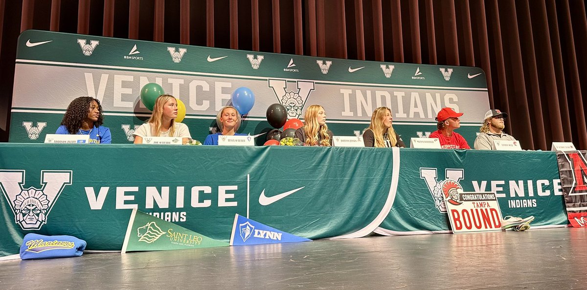 Evan Lepak (@evanmplepak) on Twitter photo Seven Venice athletes signed on to play at the collegiate level during Wednesday’s Signing Day ceremony at Venice High.
<a href="/VHSIndianSports/">Venice HS Athletics</a>
#SunPreps Seven Venice athletes signed on to play at the collegiate level during Wednesday’s Signing Day ceremony at Venice High.
<a href="/VHSIndianSports/">Venice HS Athletics</a>
#SunPreps