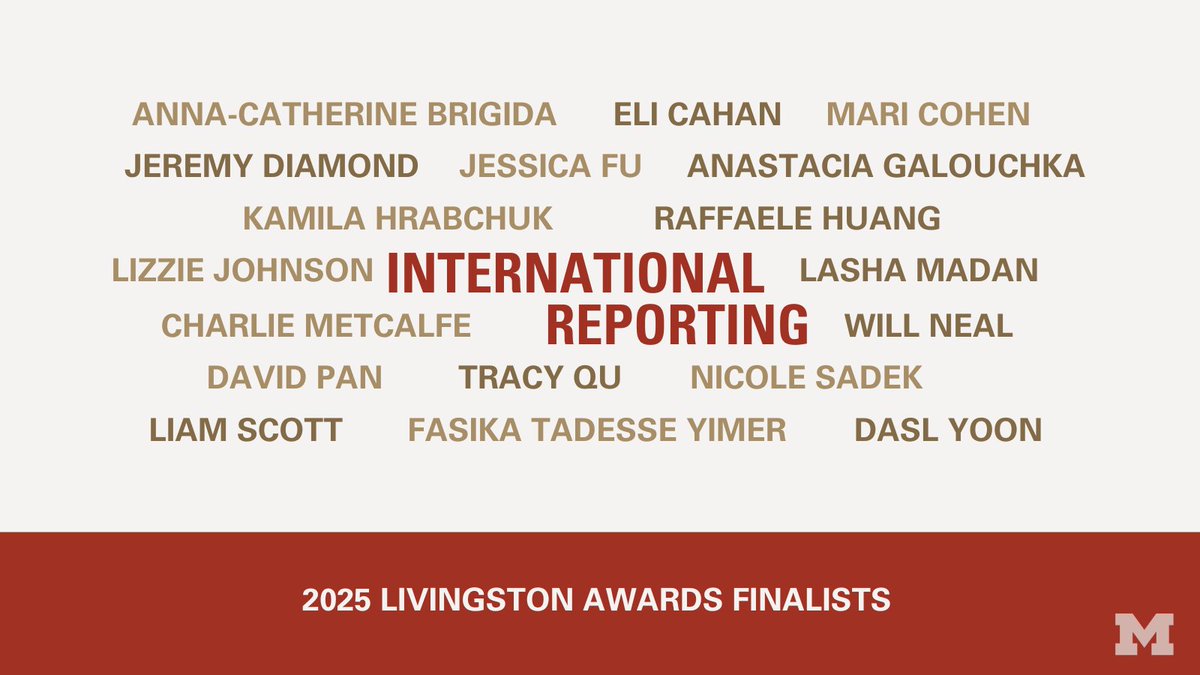 📣 Announcing the 2025 Livingston Awards Finalists in International Reporting!

The Livingston Awards honor the best in journalism by professionals under 35. Championing ambitious, impactful journalism for over four decades.

Explore their work: loom.ly/LAVASEQ