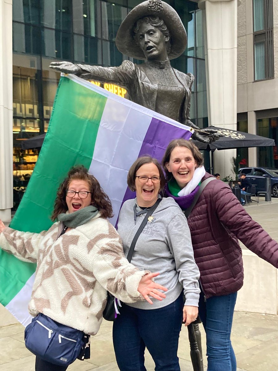 Joxytales's tweet photo. Celebrating with Jazz hands at Emmeline Pankhurst statue.
#Gloating https://t.co/zHF48HvgqV