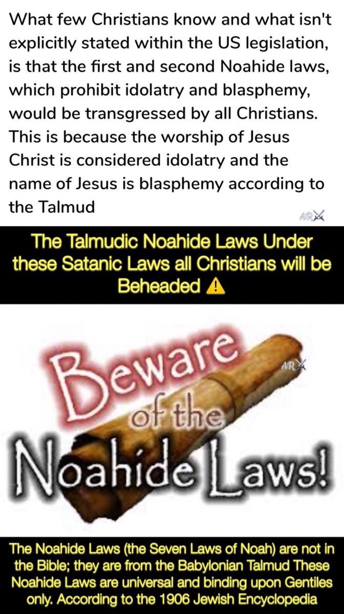 laurielei's tweet image. If President Trump is having Pam Bondi make a task force to fight anti-Christian bias, I highly doubt he will make America follow the Noahide laws that call for Christians to be beheaded. That would make him the Antichrist or something, right? And we know he's not the Antichrist,