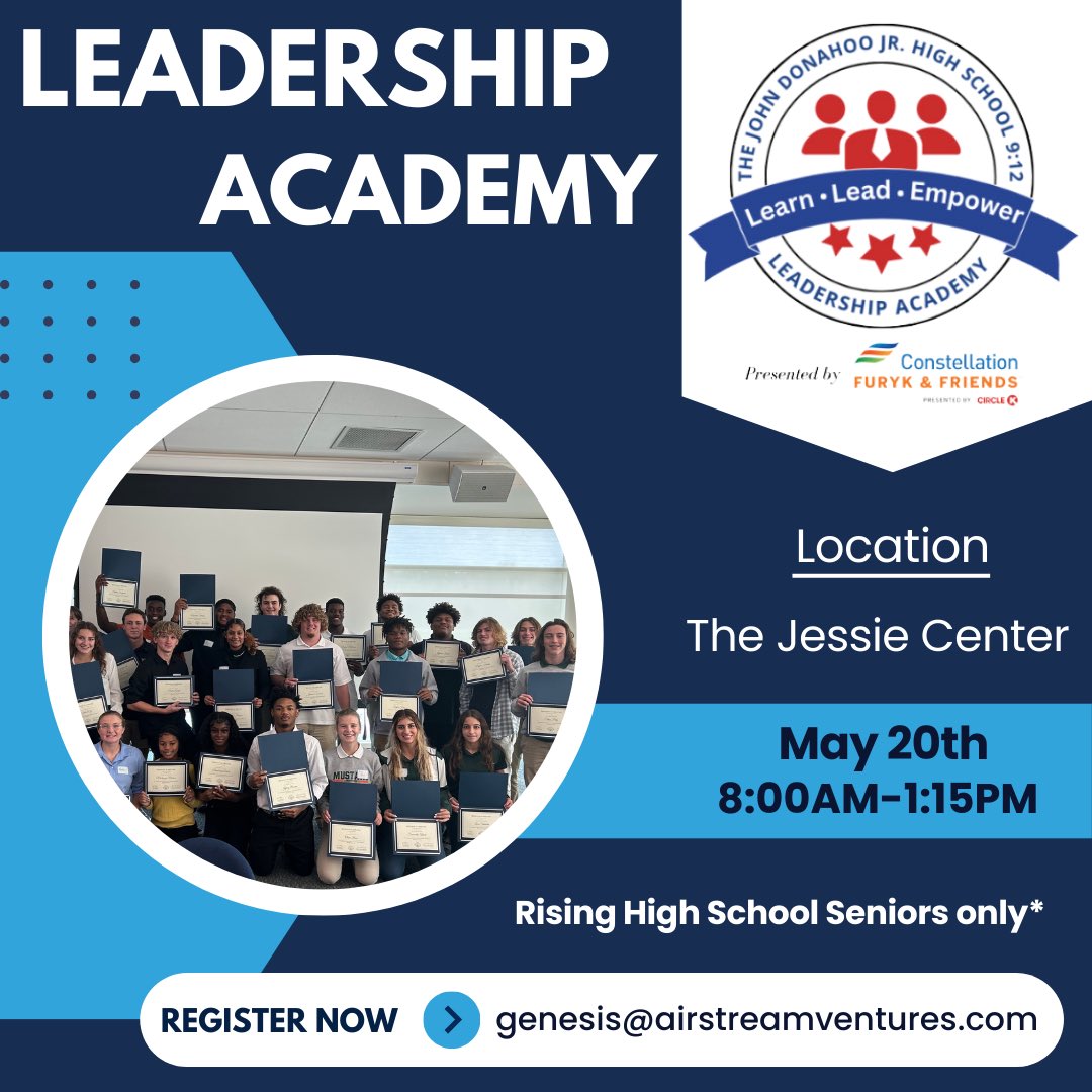 🚨🚨🚨 Calling all Rising Seniors!!! 

Our 5th John Donahoo Jr. High School 9:12 Leadership Academy Presented by @furykandfriends will be taking place on May 20th, 2025!!!! Email us if you are interested in attending.

<a href="/DuvalSchools/">DCPS</a> <a href="/ActionSportsJax/">BrentDanStuartMarcelAlivia</a> <a href="/1010XL/">1010 XL / 92.5 FM</a>