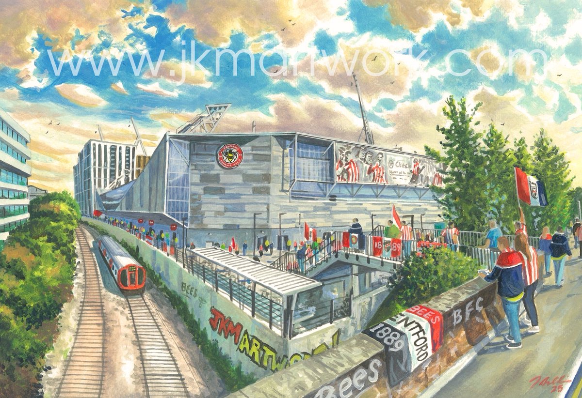 JKMartwork's tweet photo. hi @nickgrey @BR3N7FORD @billythebee99  @StuWakeford finished this today of the #gtechstadium #bees ,prints are out now just £15 a3 e @ https://t.co/lwlE5y09nk RT's appreciated https://t.co/2Ae5TsR3J0