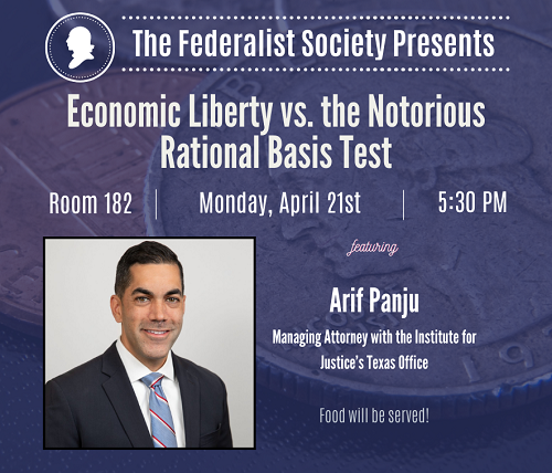 Great event with my old boss <a href="/IJ/">Institute for Justice</a>'s <a href="/ArifPanju/">Arif Panju</a>, who presented on economic liberty and the rational basis test at <a href="/CornellFedSoc/">Cornell FedSoc</a>. 
Thank you everyone for coming out!