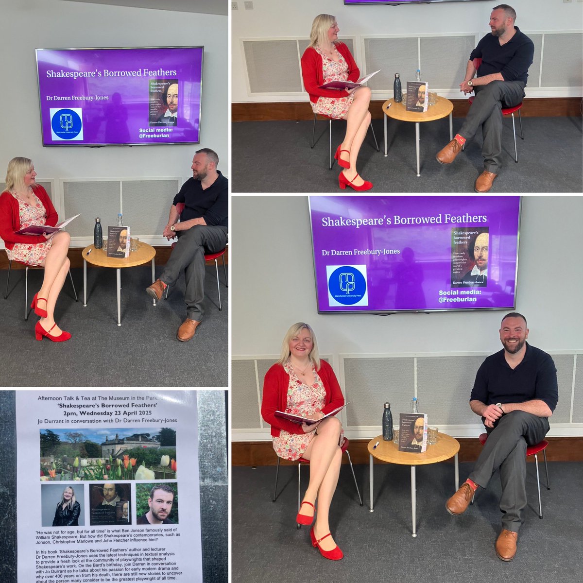 Jo Durrant (@jojo_durrant) on Twitter photo Enjoyed a lovely afternoon at <a href="/museuminthepark/">Museum in the Park</a> for next event in Our Beautiful Universe series, in conversation with <a href="/Freeburian/">๐๐๐ซ๐ซ๐๐ง ๐
๐ซ๐๐๐๐ฎ๐ซ๐ฒ-๐๐จ๐ง๐๐ฌ</a> about his book โShakespeareโs Borrowed Feathersโ, on the Bardโs birthday! Such an entertaining discussion.
Next: <a href="/cummingsradio/">Mark</a> May 22 Glorious Glos! Enjoyed a lovely afternoon at <a href="/museuminthepark/">Museum in the Park</a> for next event in Our Beautiful Universe series, in conversation with <a href="/Freeburian/">๐๐๐ซ๐ซ๐๐ง ๐
๐ซ๐๐๐๐ฎ๐ซ๐ฒ-๐๐จ๐ง๐๐ฌ</a> about his book โShakespeareโs Borrowed Feathersโ, on the Bardโs birthday! Such an entertaining discussion.
Next: <a href="/cummingsradio/">Mark</a> May 22 Glorious Glos!