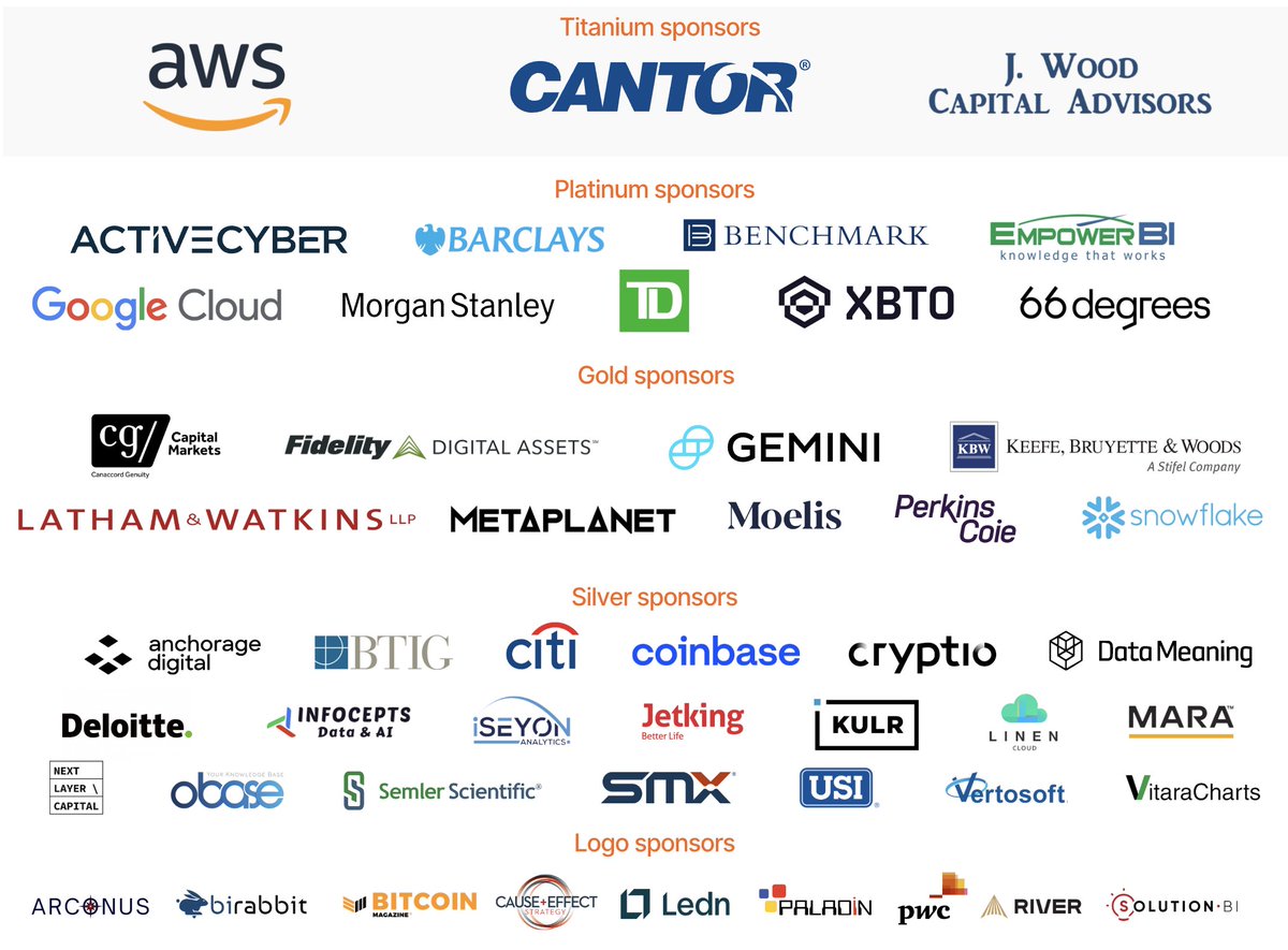 Cantor has a Bitcoin Strategy. Thanks for being a Titanium sponsor, and  thanks to all of our sponsors at Strategy World and Bitcoin for  Corporations.