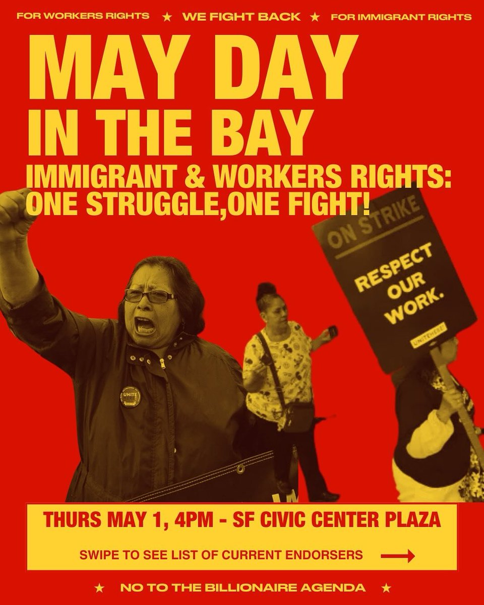 Jobs with Justice San Francisco (@jwjsf) on Twitter photo All out for May Day! Defend immigrants rights! Stop the billionaire agenda! All out for May Day! Defend immigrants rights! Stop the billionaire agenda!