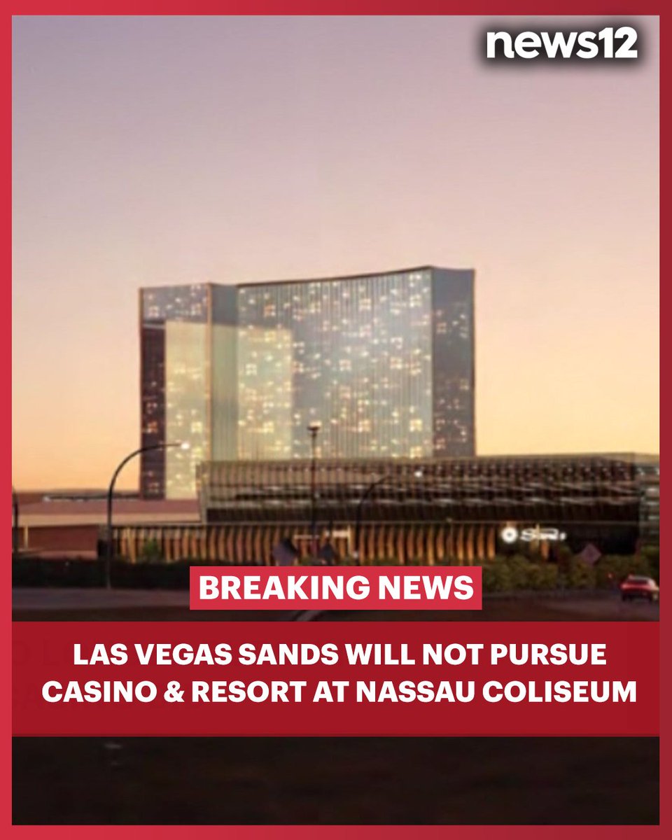 BREAKING NEWS: Las Vegas Sands announces it is no longer pursuing development of casino and resort at Nassau Coliseum. 
bit.ly/4ivtd11