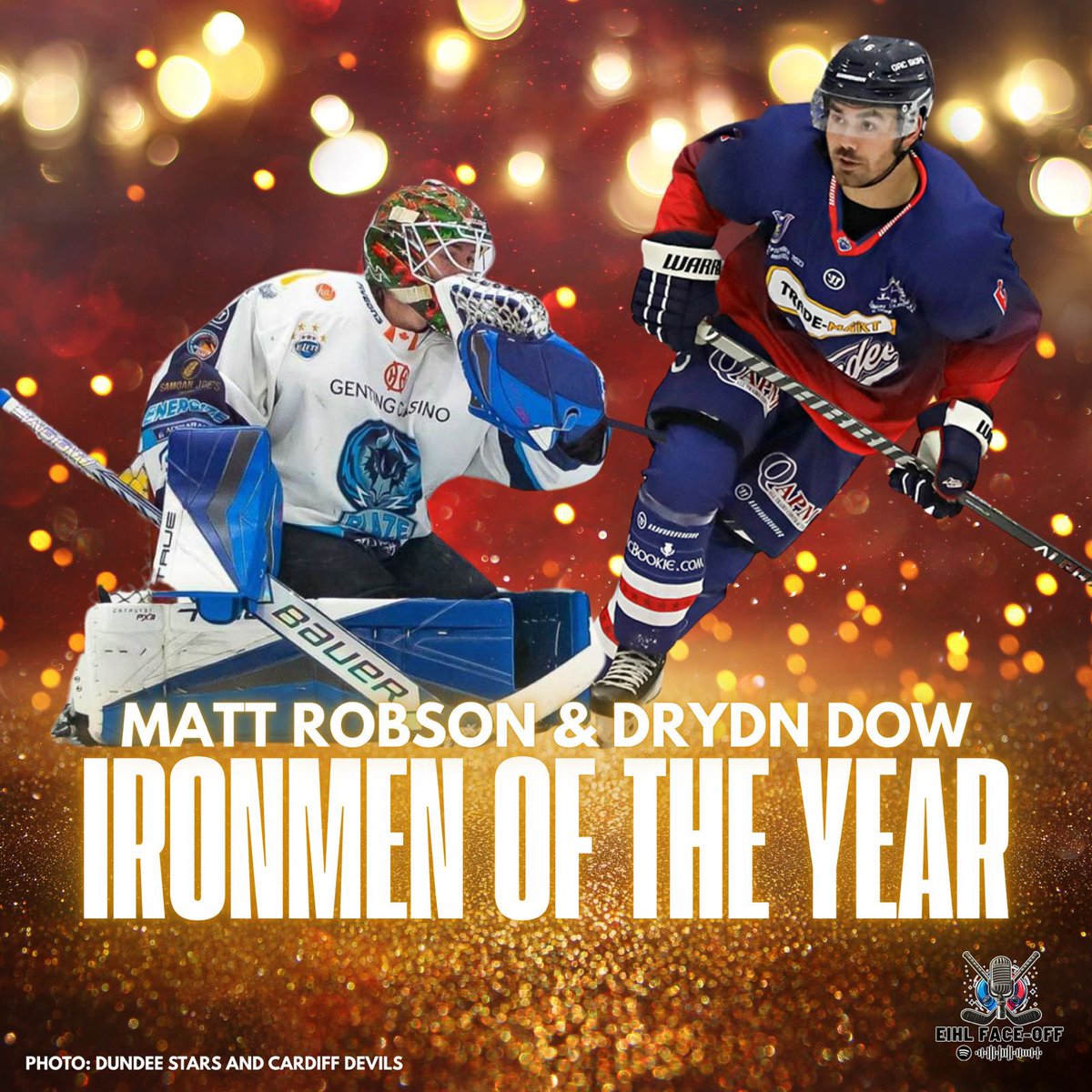 EIHLFaceOff's tweet image. IRONMEN OF THE YEAR!

MAT ROBSON of @covblazehockey 
&amp;amp; DRYDN DOW of @DundeeStars 

Players who not only played every game this @officialEIHL season. But also players who left it all on the ice after every game!

The benchmarks for their respective teams!