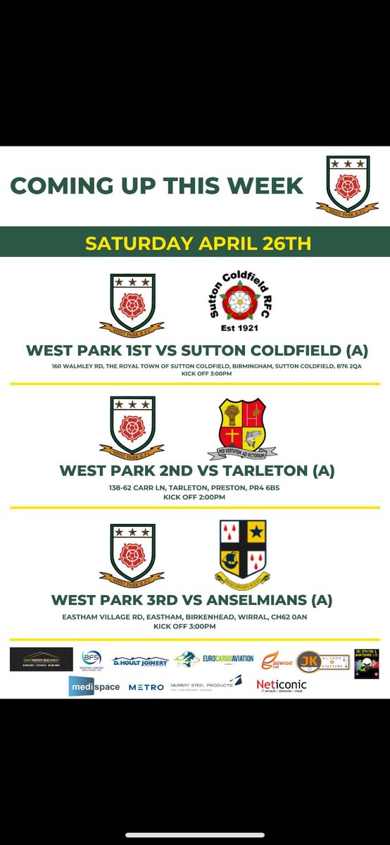 Saturdays fixtures 🤝