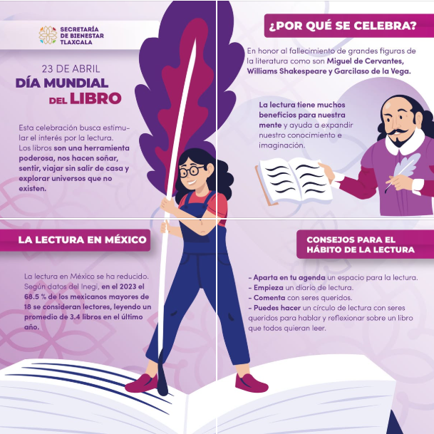 Los libros nos abren las puertas a un mundo fantástico, nos transportan a lugares extraordinarios y nos regalan la magia de soñar despiertos.
Conoce más del #DíaMundialDelLibro
👇👇👇👇