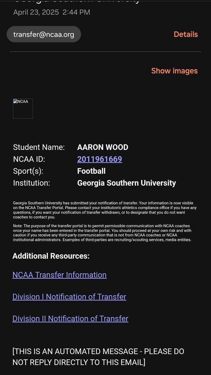 Officially in the portal with 2 years left of eligibility.