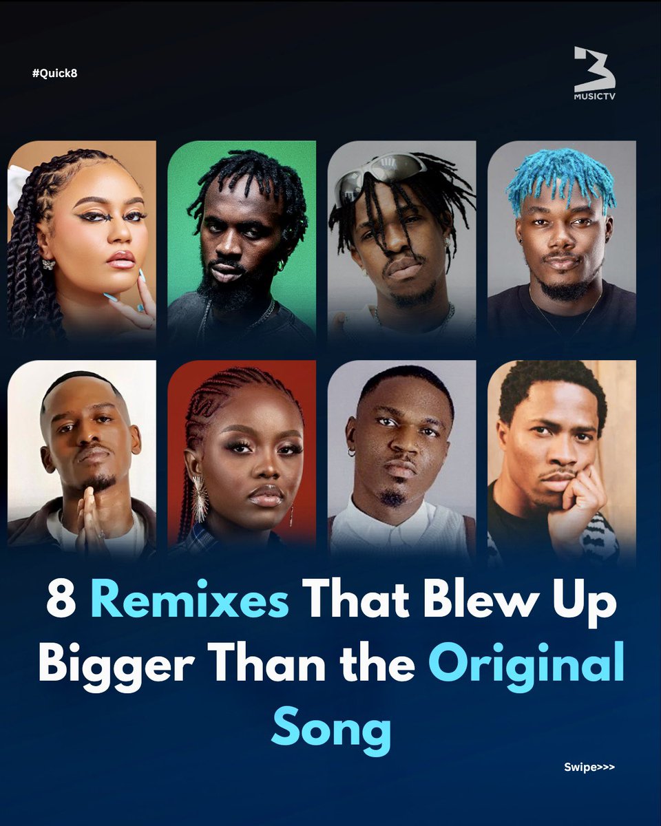 🚨🚀: 8 Remixes that blew up bigger than the original songs. 

A thread👇

#Quick8 #3MusicTV