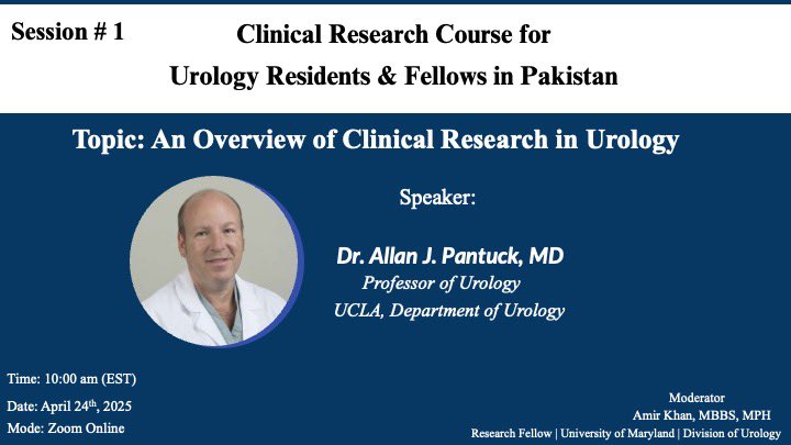 Amir Khan (@amirkhanuro) on Twitter photo Excited to kick off our Clinical Research Course for Urology Residents and Fellows in #Pakistan, through 2024 UCF Humanitarian Award.
Incredibly grateful to our first session speakers, Dr. Allan J. Pantuck & Dr. Mohummad Minhaj Siddiqui <a href="/MMSiddiquiMD/">Minhaj Siddiqui</a> <a href="/MarylandUrology/">Division of Urology, University of Maryland</a> <a href="/UclaUrology/">UCLA Urology</a> Excited to kick off our Clinical Research Course for Urology Residents and Fellows in #Pakistan, through 2024 UCF Humanitarian Award.
Incredibly grateful to our first session speakers, Dr. Allan J. Pantuck & Dr. Mohummad Minhaj Siddiqui <a href="/MMSiddiquiMD/">Minhaj Siddiqui</a> <a href="/MarylandUrology/">Division of Urology, University of Maryland</a> <a href="/UclaUrology/">UCLA Urology</a>