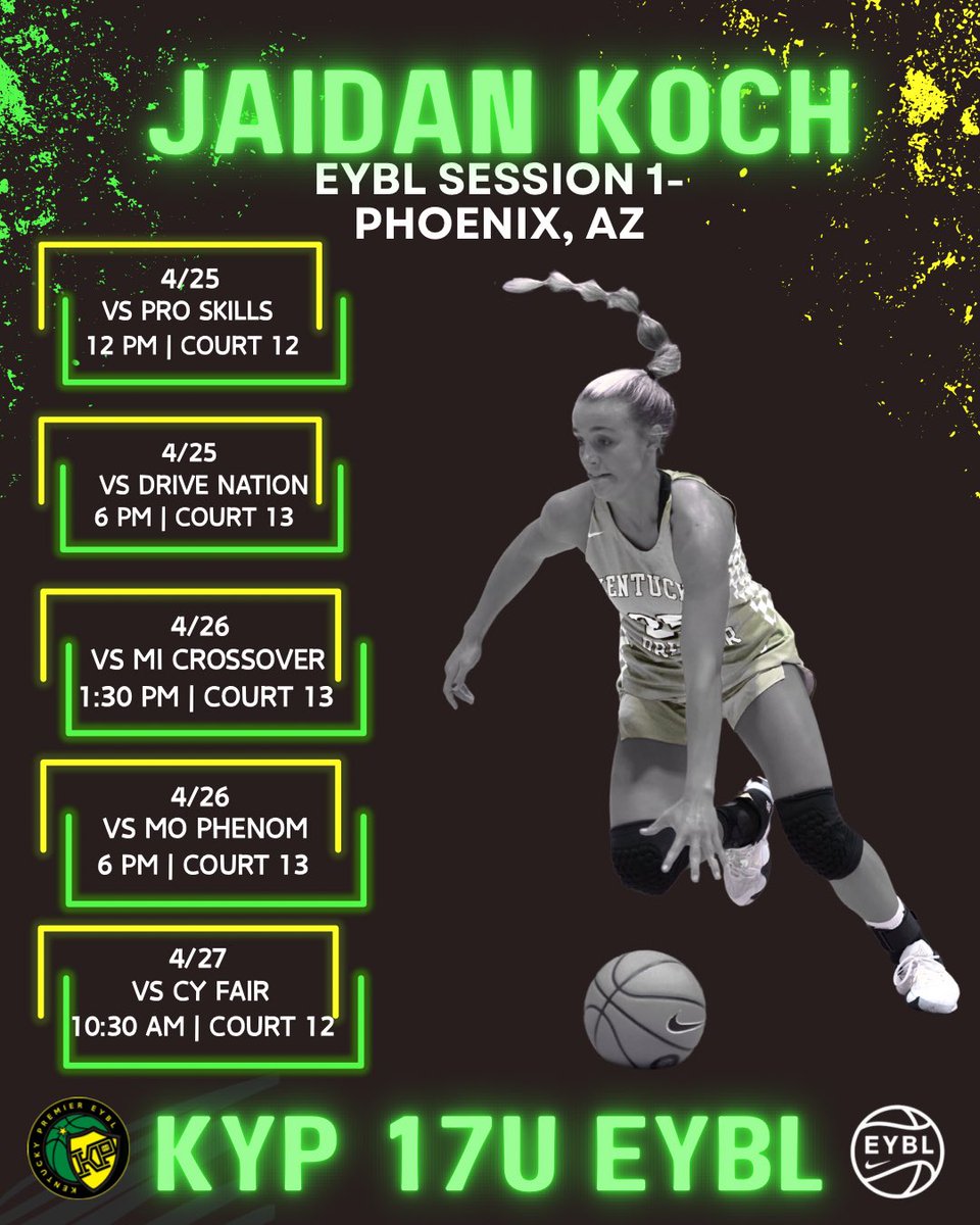Jaidan Koch (@jaidan_k) on Twitter photo Can’t wait for this weekend with my team!!📍Phoenix Convention Center <a href="/KentuckyPremier/">Kentucky Premier EYBL</a> <a href="/KYPCoachCann/">Nick Cann</a> <a href="/CoachTapley/">David Tapley</a> Can’t wait for this weekend with my team!!📍Phoenix Convention Center <a href="/KentuckyPremier/">Kentucky Premier EYBL</a> <a href="/KYPCoachCann/">Nick Cann</a> <a href="/CoachTapley/">David Tapley</a>